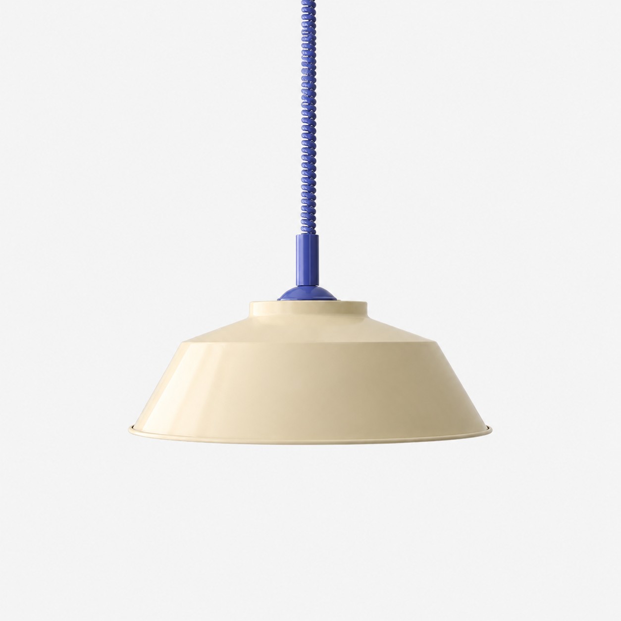 Memphis pendant with ivory shade and blue cord