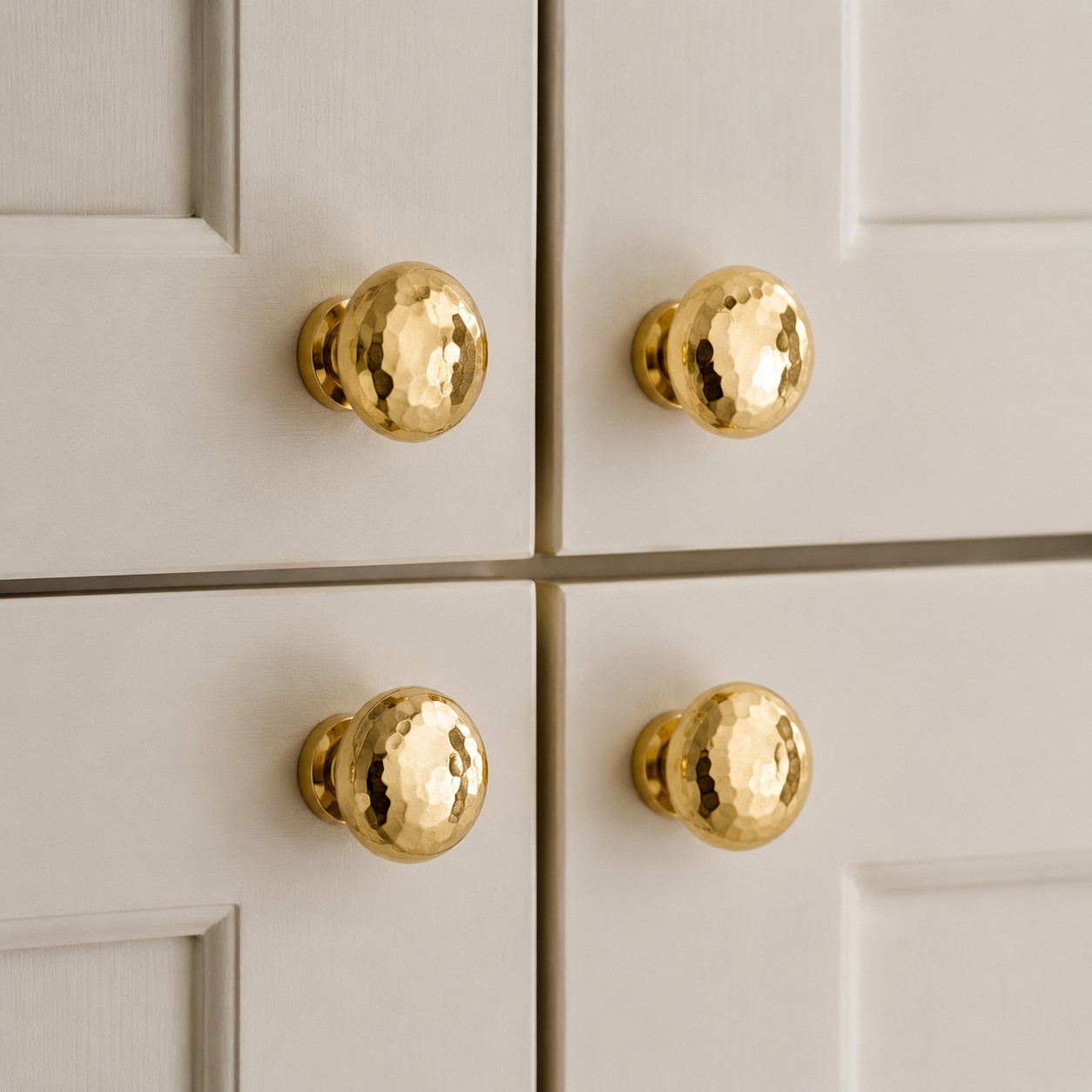 Hammered solid brass cabinet knob