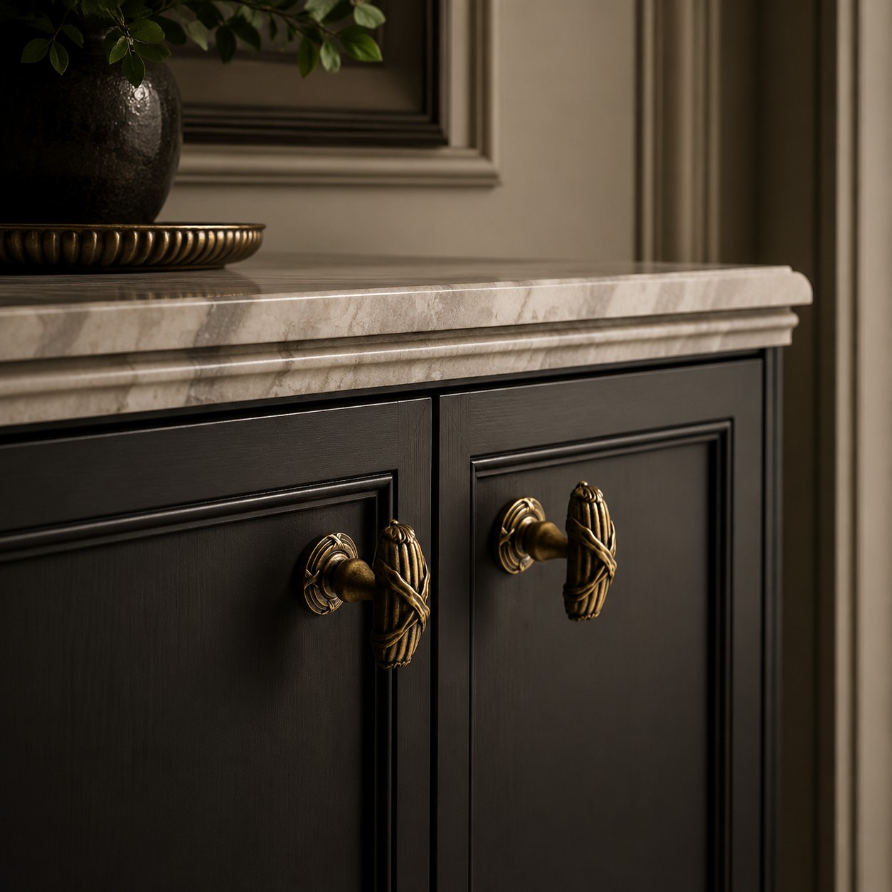 Antique Brass Leaf Cabinet Knob