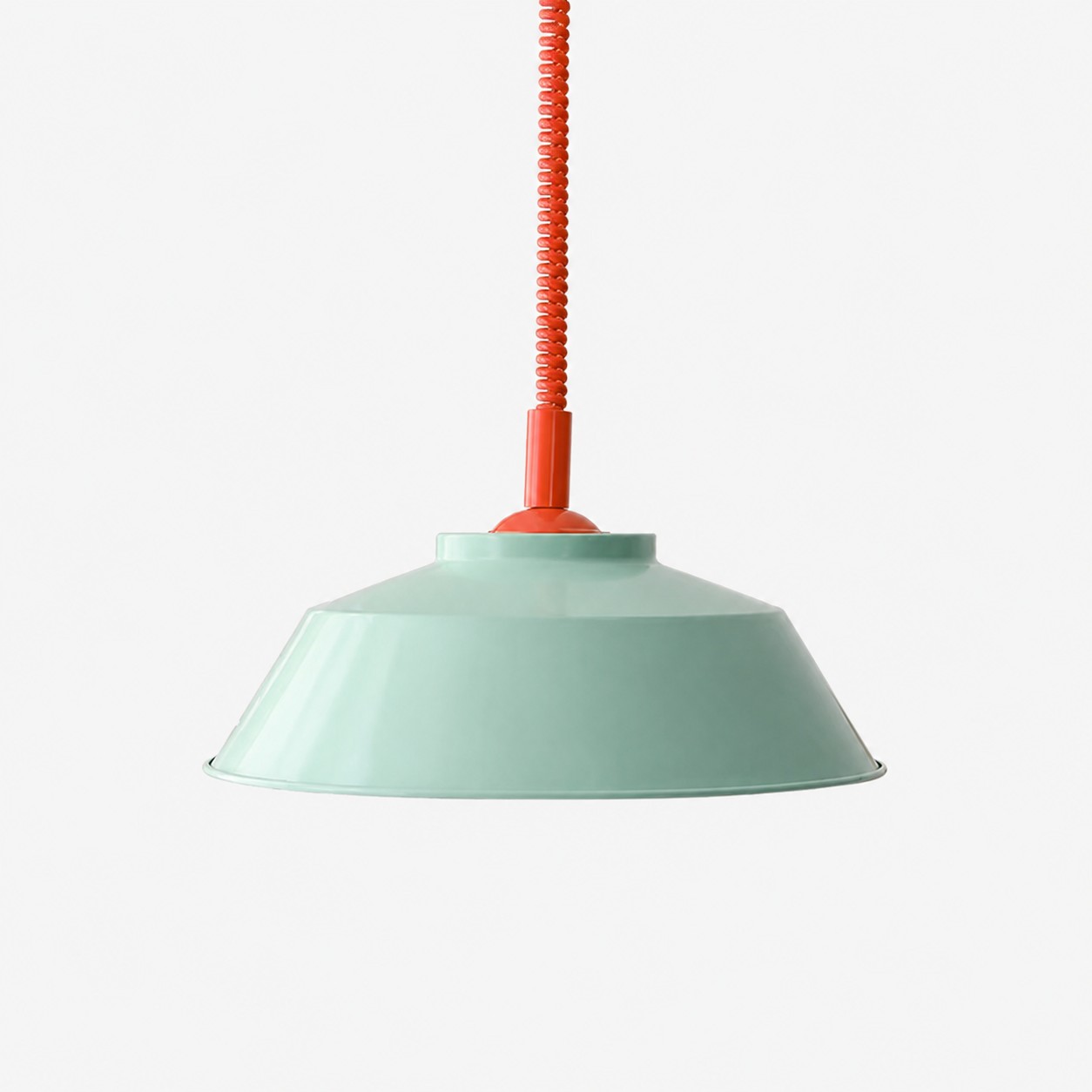 Memphis pendant with mint green shade and red cord