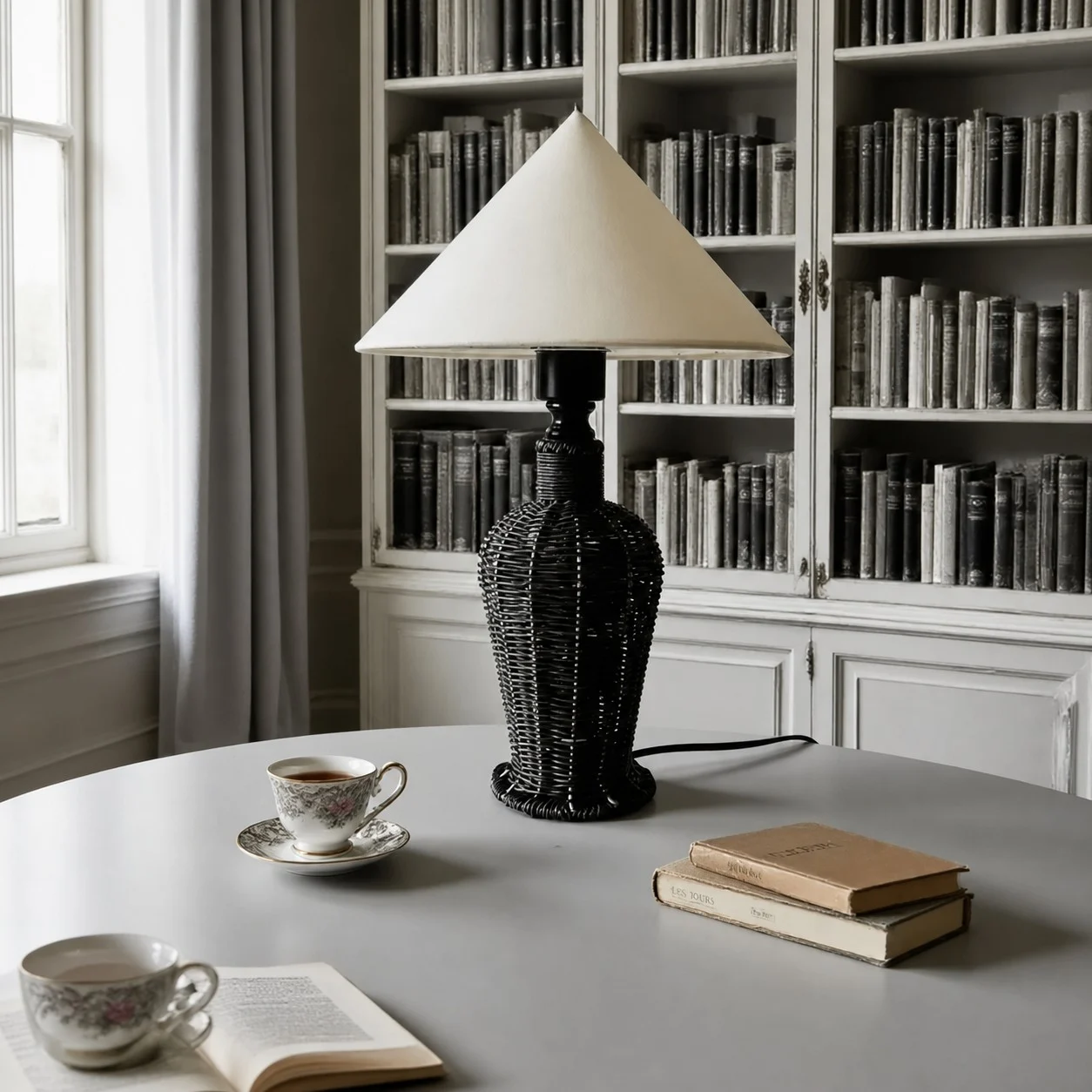 Wabi-sabi table lamp room scene