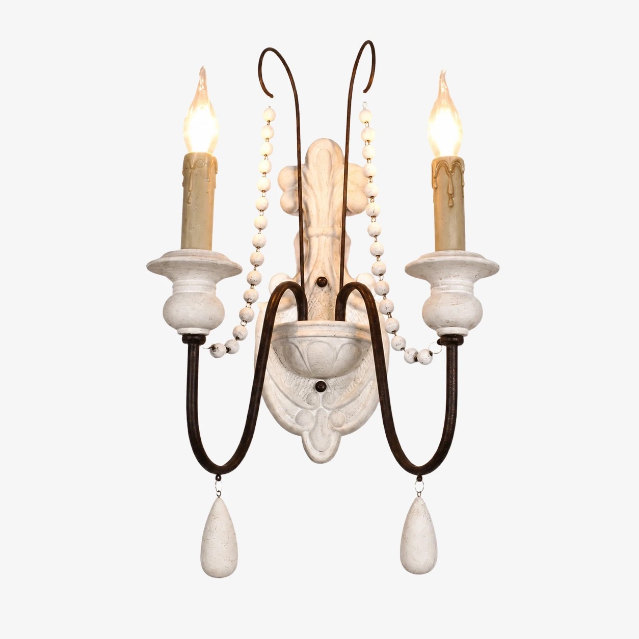Retro White two-light wall sconce