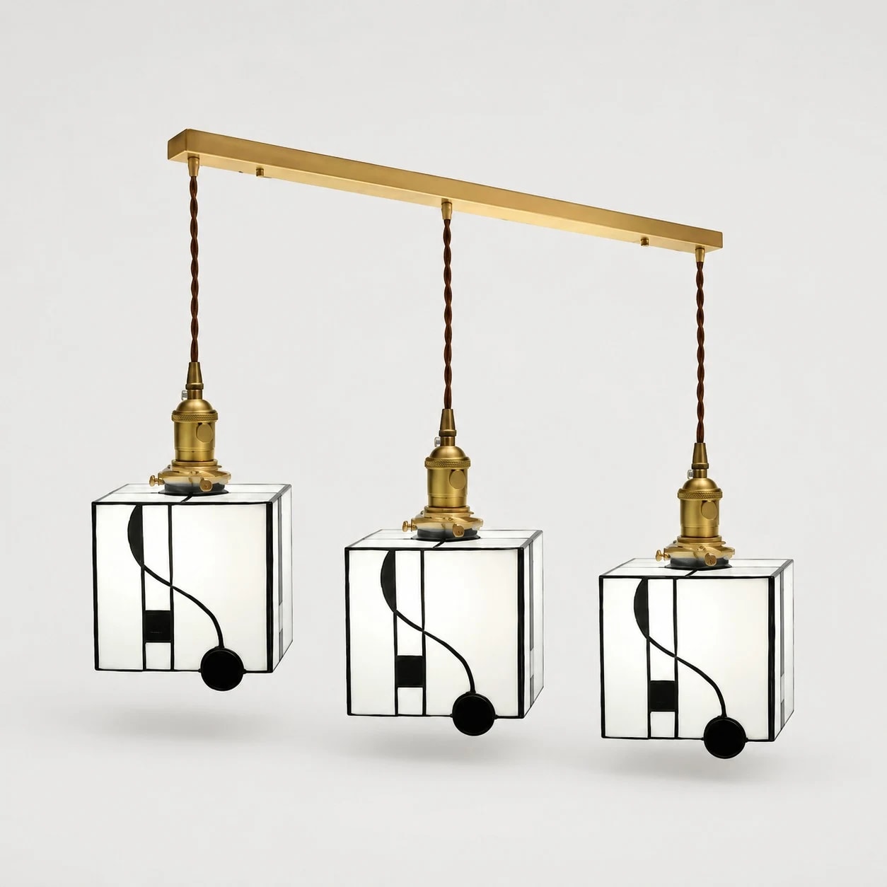 Triple cube shade linear pendant light