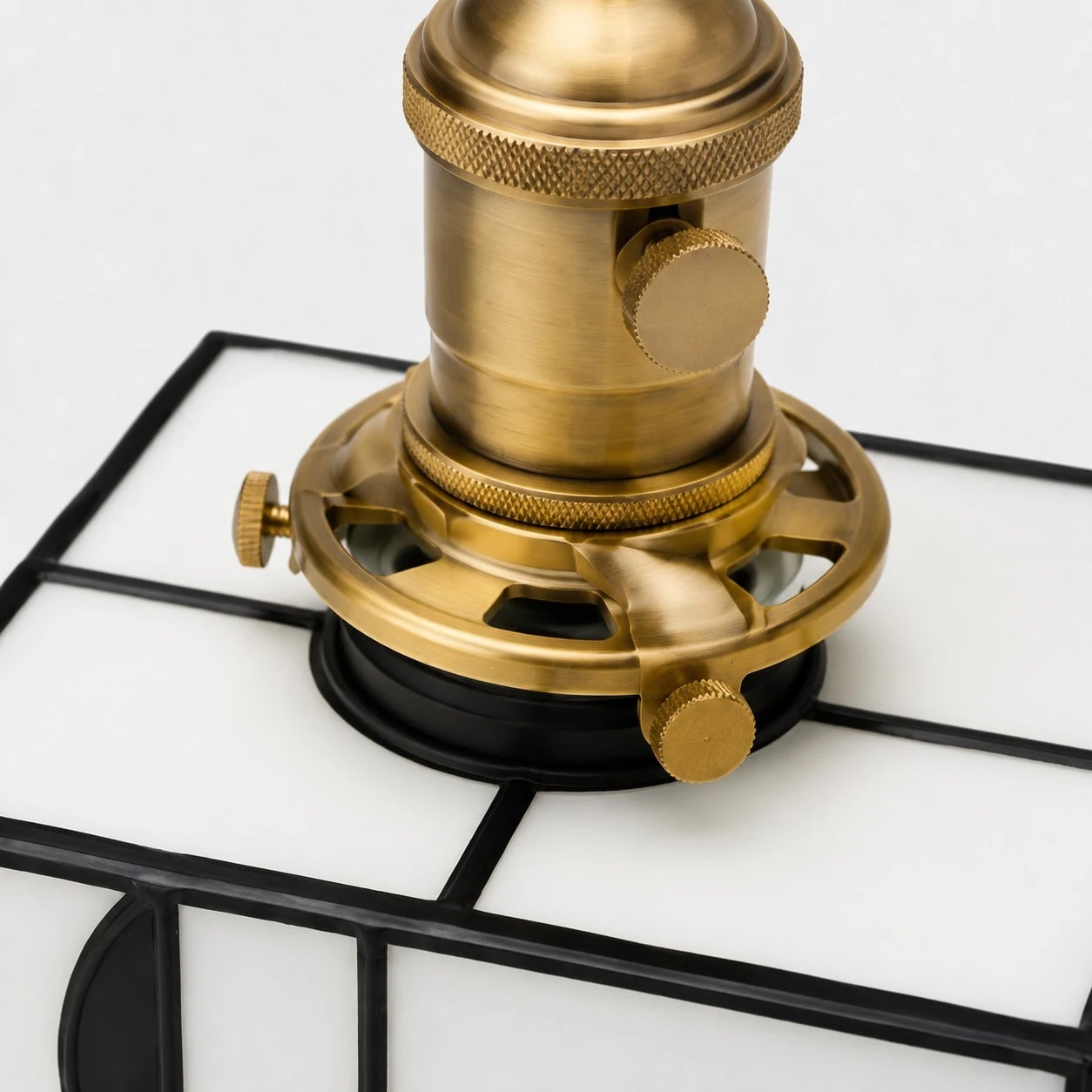 Antique brass lamp holder detail