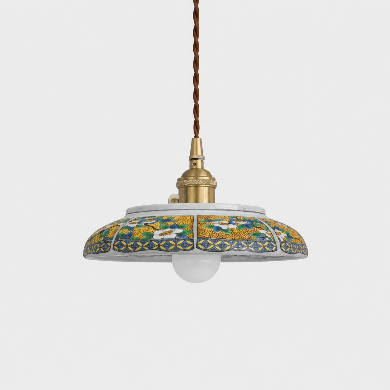 Golden osmanthus ceramic pendant lamp SKU front view