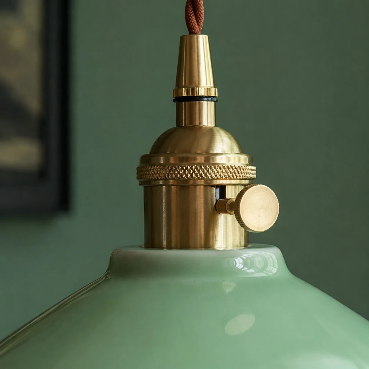 Brass holder and ceramic glaze detail