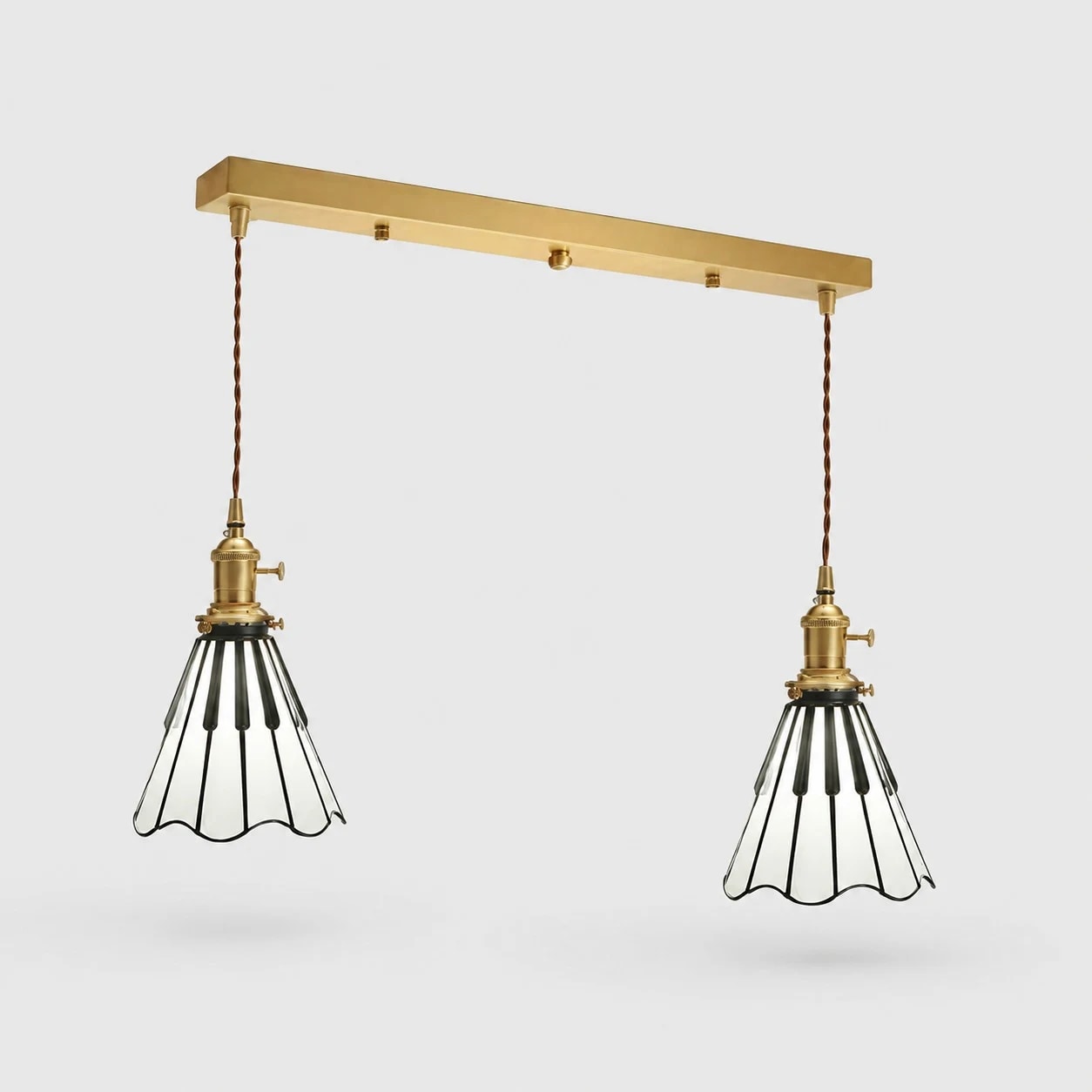 Double fluted shade linear pendant light