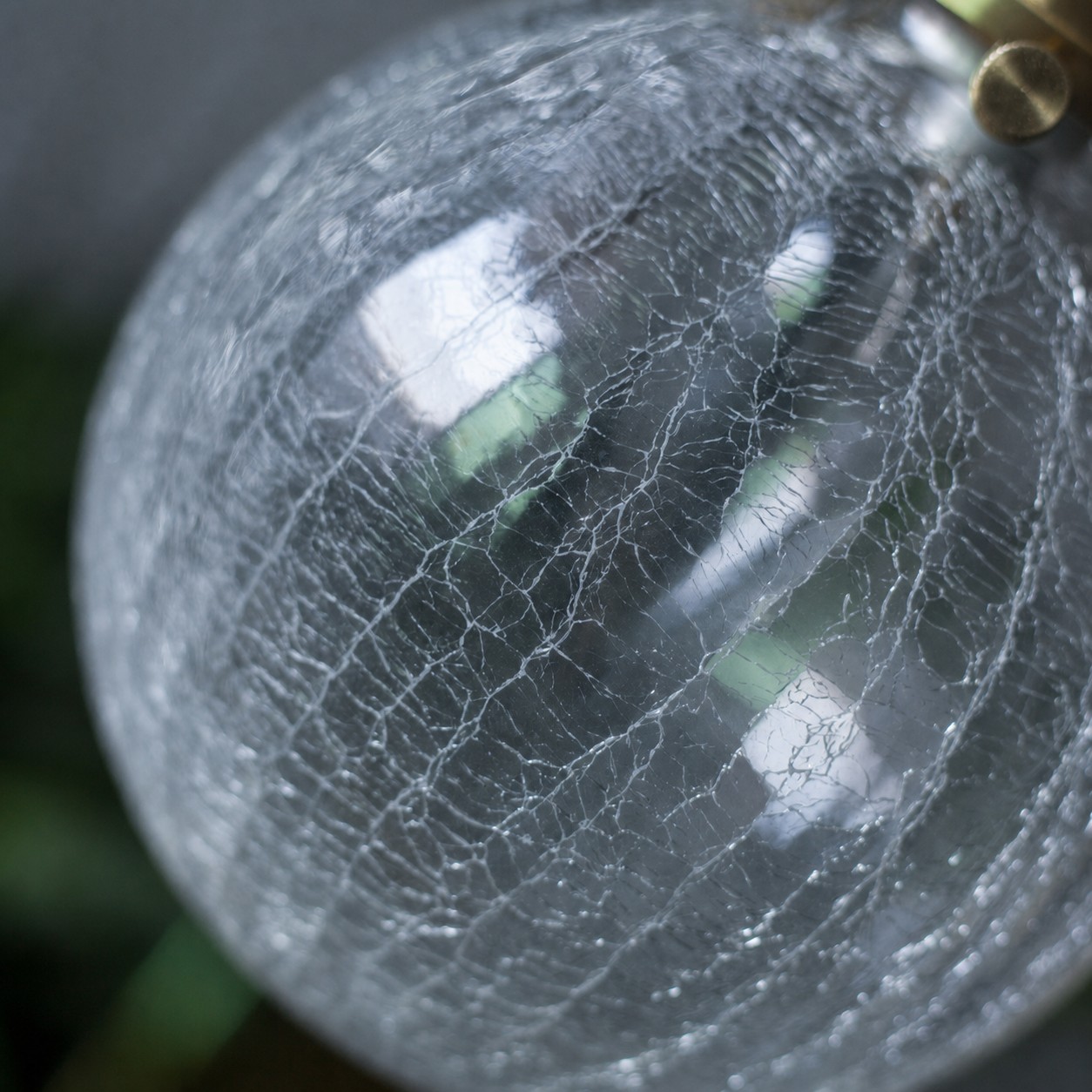 Crackled Glass Globe Brass Pendant Light
