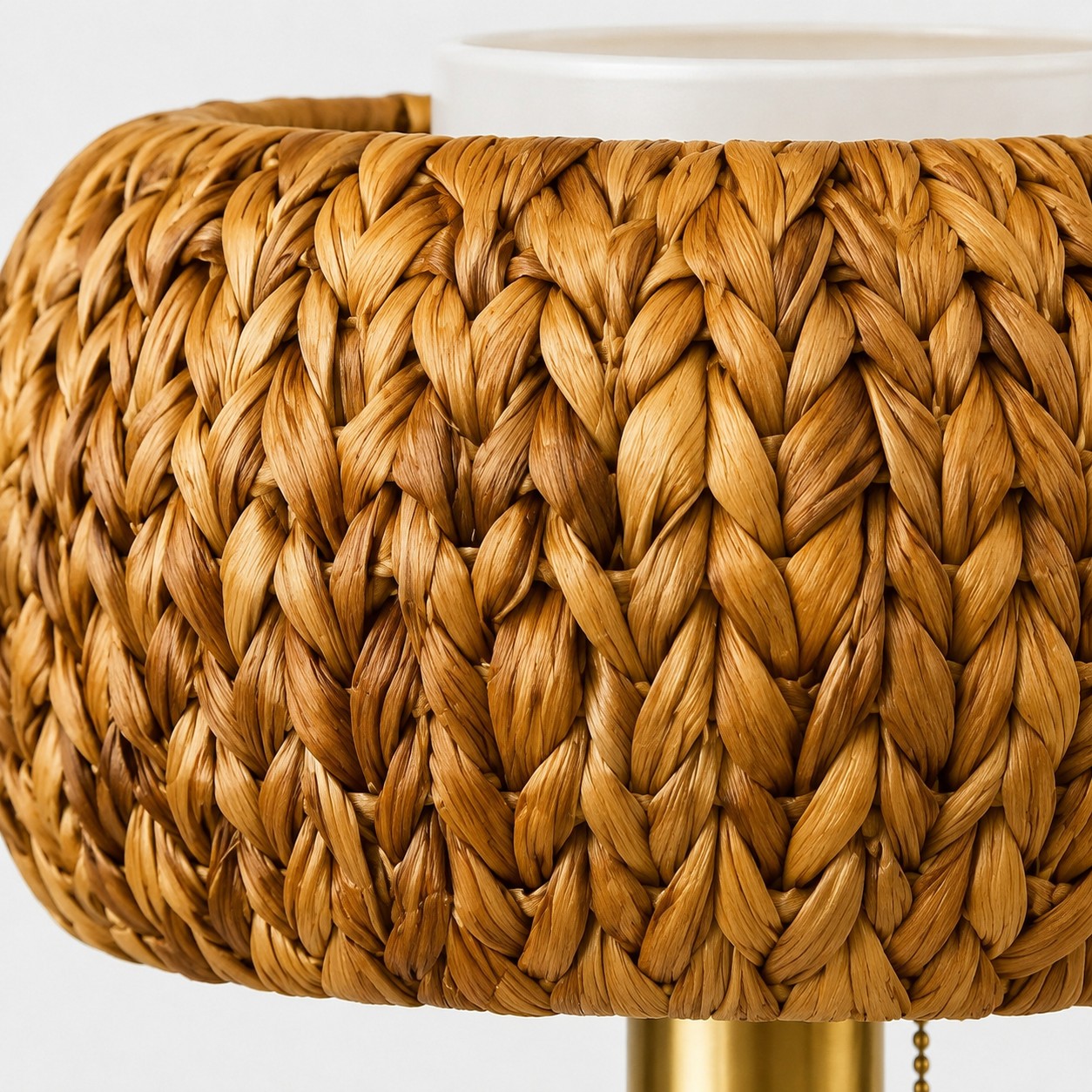 Detail view of the handwoven shade texture