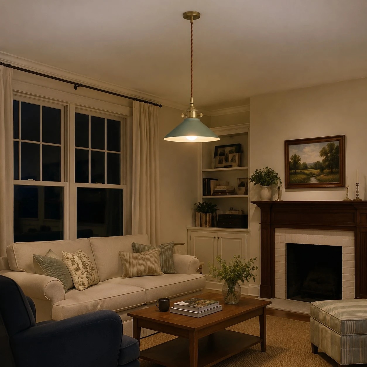 Ceramic pendant light in a calm interior